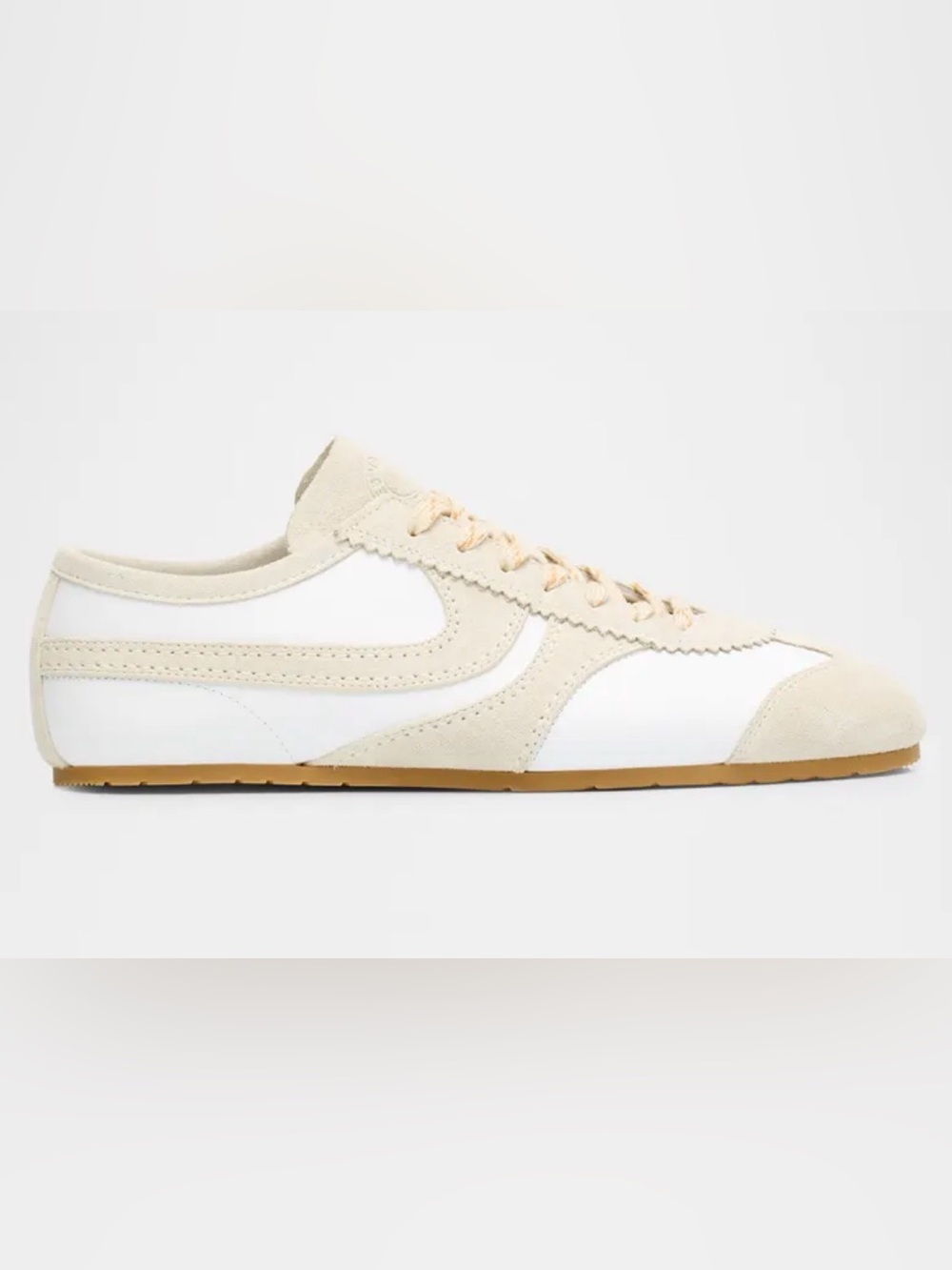 DRIES VAN NOTEN White and Beige Suede-Trim Retro Low-Top Sneakers